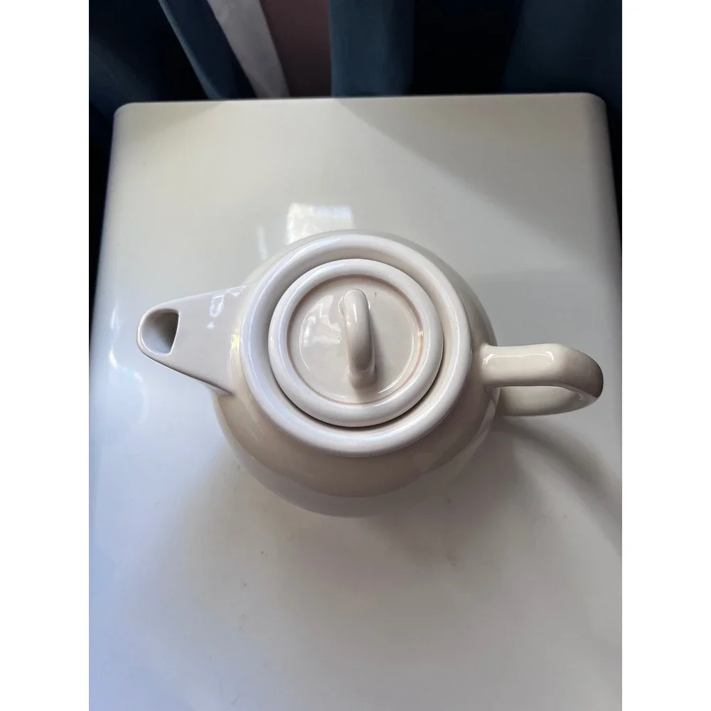 Vintage Epoch Cream Ceramic Teapot Sugar Bowl and Creamer Set Korea Stoneware‎
